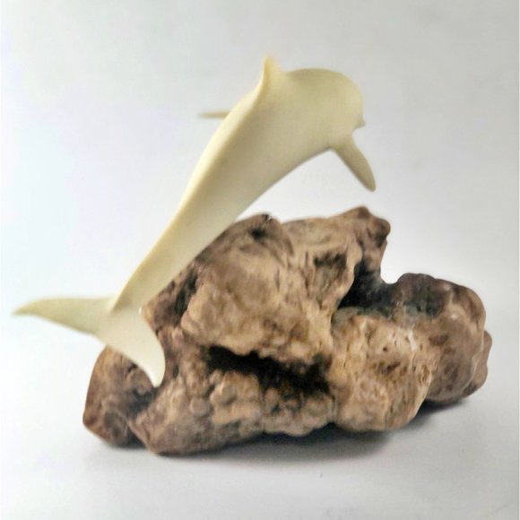 John Perry Dolphin Sculpture on Gnarly Burlwood - Picture 3 of 6